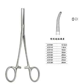 金鐘止血鉗彎有鉤 WD JC3130 22cm 彎有鉤 WD
