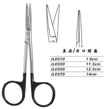 金鐘小血管剪直尖 JLE010 10cm 直尖 刃口開齒