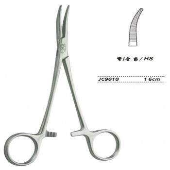 金鐘止血鉗胸腔止血鉗 JC9010 16cm 彎全齒 H8
