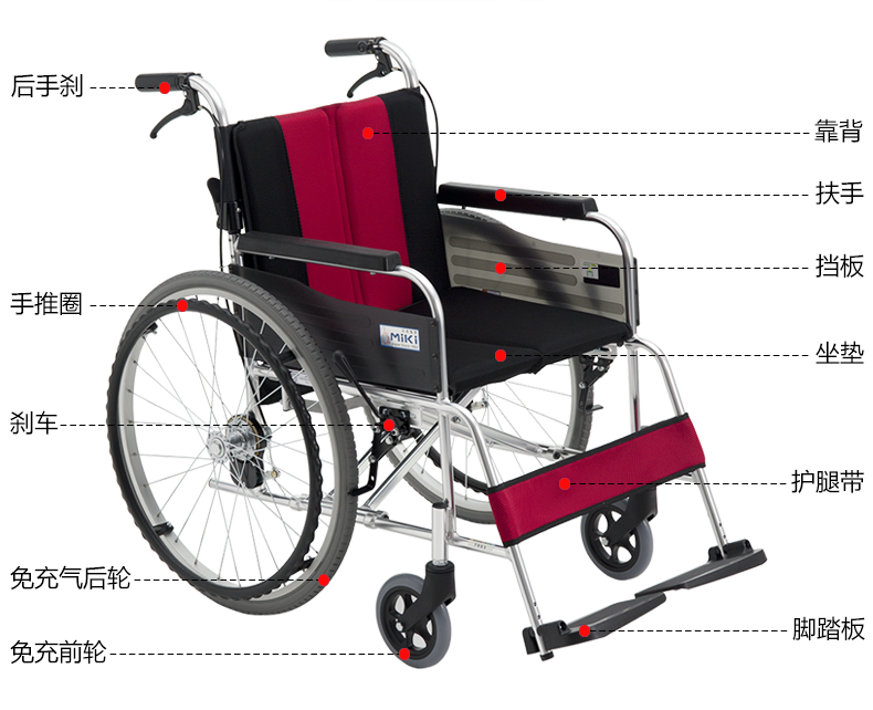 三貴輪椅車MUT-43JD 日本MIKI鋁合金折疊輪椅便攜 老人手推代步車